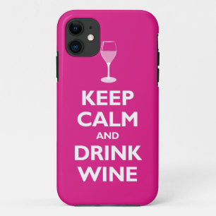 保って下さい穏やかなおよび飲み物のワイン(ショッキングピンク) iPhone 11 ケース