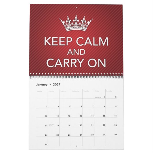 保てば平静を… カレンダー (1月 2027)