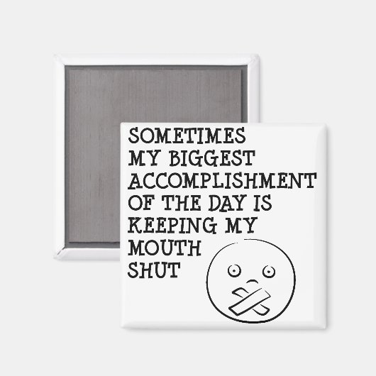 保の口を閉じたおもしろい冷蔵庫用マグネットことわざ マグネット (正面/裏面)