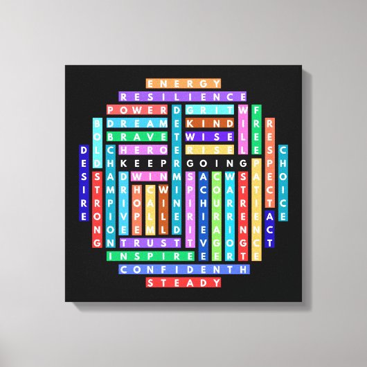 保やる気を起こさせるWord Search Quest Circle キャンバスプリント (正面)