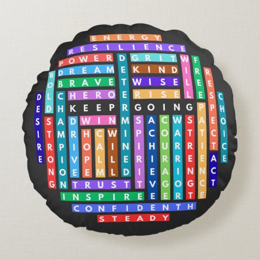 保やる気を起こさせるWord Search Quest Circle ラウンドクッション (正面)