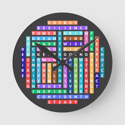 保やる気を起こさせるWord Search Quest Circle ラウンド壁時計 (正面)