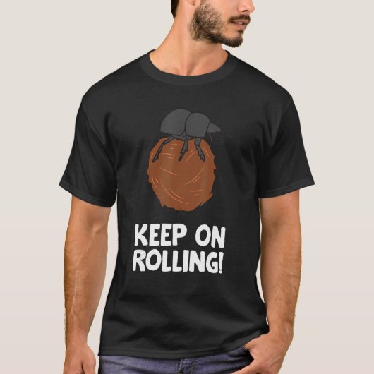 保よ転が!おもしろい甲虫 Tシャツ (正面)