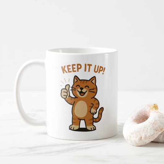 保よ!やる気を起こさせる勇気付けられるレトロ猫 コーヒーマグカップ (ドーナツ)