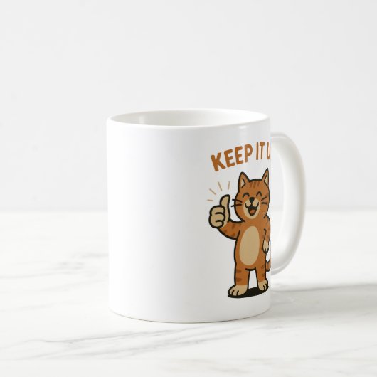 保よ！やる気を起こさせる勇気付けられるレトロ猫 コーヒーマグカップ (正面右)