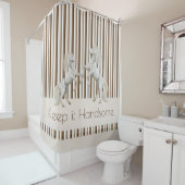 保イットハンサムなシャワーカーテンブラウンストライプホース シャワーカーテン (インサイチュ)