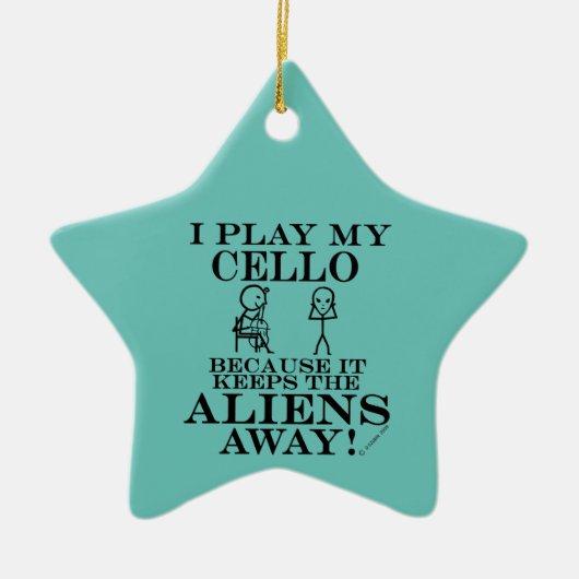 保エイリアン遠くにチェロオーナメント セラミックオーナメント (正面)