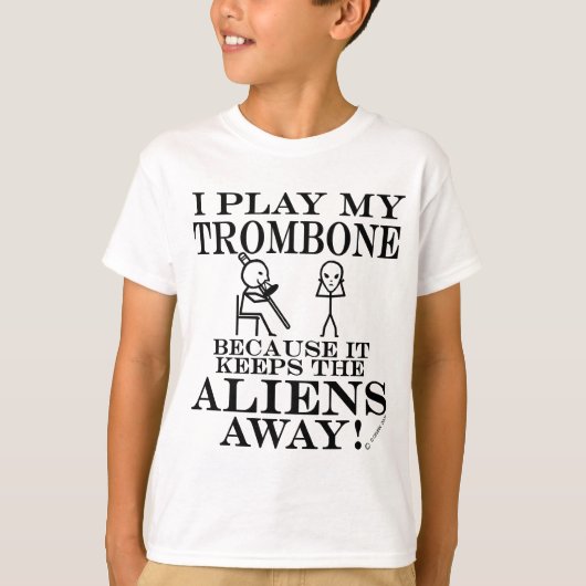 保エイリアン遠くにトロンボーン Tシャツ (正面)