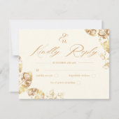 保エレガント保 | 金ゴールド結婚秋 出欠カード (正面)