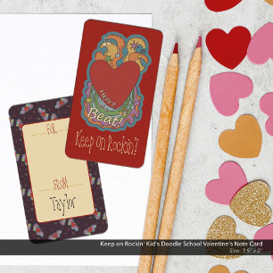 保オンRockin'Kid's Doodle School Valentine's ノートカード