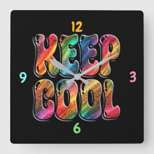 保カッコいい スクエア壁時計 (正面)