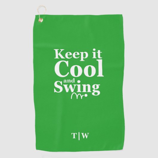 保クールとスイングゴルフテーマ ゴルフタオル (正面)
