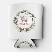 保クールクリスマス用のフローラリースフレーム 缶クーラー (正面)