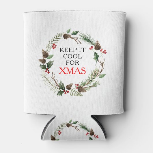 保クールクリスマス用のフローラリースフレーム 缶クーラー (正面)