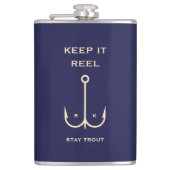 保クール魚釣り父の日海軍ブルー フラスク (正面)