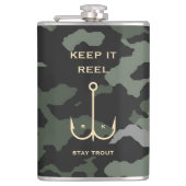 保クールITリール魚釣り父の日の迷彩柄 フラスク (正面)