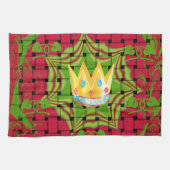 保シンプルプリント:金はっきりした金赤織フローラ キッチンタオル (横)