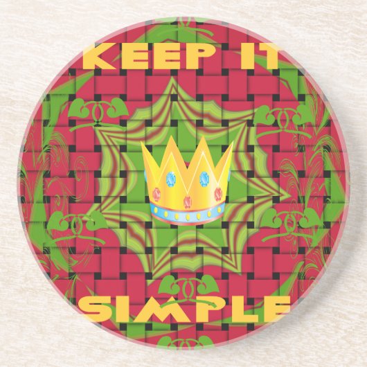 保シンプルプリント:金はっきりした金赤織フローラ コースター (正面)