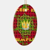 保シンプルプリント:金はっきりした金赤織フローラ セラミックオーナメント (右)