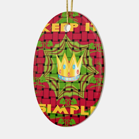 保シンプルプリント:金はっきりした金赤織フローラ セラミックオーナメント (左)