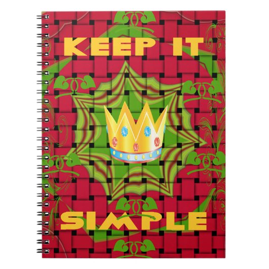 保シンプルプリント:金はっきりした金赤織フローラ ノートブック (正面)