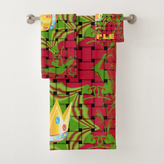 保シンプルプリント:金はっきりした金赤織フローラ バスタオルセット (インサイチュ)