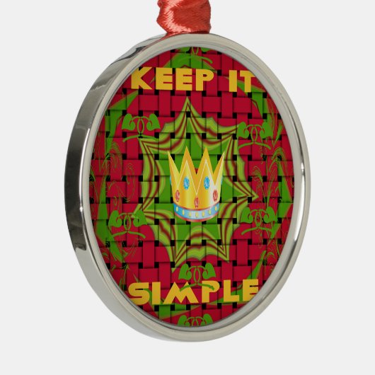 保シンプルプリント:金はっきりした金赤織フローラ メタルオーナメント (右)