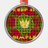 保シンプルプリント:金はっきりした金赤織フローラ メタルオーナメント (正面)