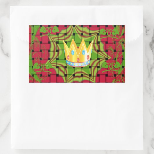 保シンプルプリント:金はっきりした金赤織フローラ 長方形シール (バッグ)