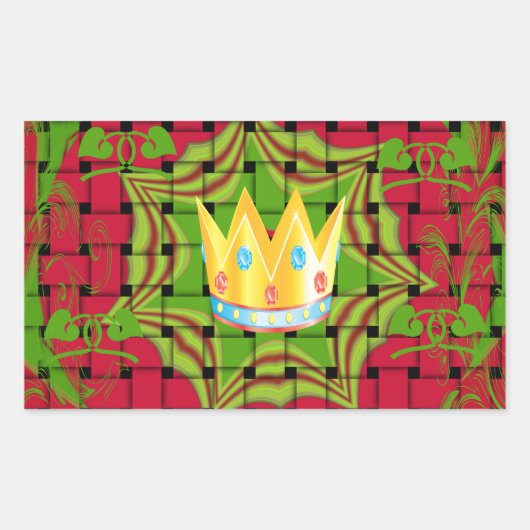 保シンプルプリント:金はっきりした金赤織フローラ 長方形シール (正面)