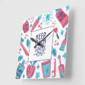 保スマイル |かわいいフレーズ スクエア壁時計 (傾斜)