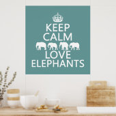 保ゾウ（カスタマイズ可能な色） ポスター (キッチン)