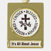 保デザイン ゴールドプレートバナーオーナメント (正面)