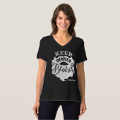 「保デンバーひげ」女子Vネック黒 Tシャツ (正面フル)