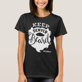 「保デンバーひげ」女子Vネック黒 Tシャツ