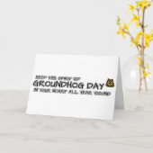 保ハートのグラウンドホッグの日の精神 カード (黄色い花)