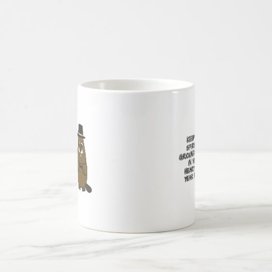 保ハートのグラウンドホッグの日の精神 コーヒーマグカップ (中央)