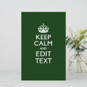 保パーソナライズされた落ち着いてテキストを緑にする 便箋 (スタンド正面)