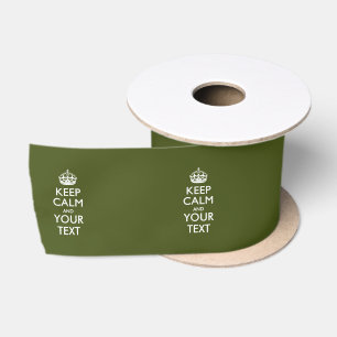 保パーソナライズされたCalmとテキストOlive Green サテンリボン