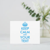 保パーソナライズされたCALMとYOUR TEXT – 青い単語 ポストカード (スタンド正面)