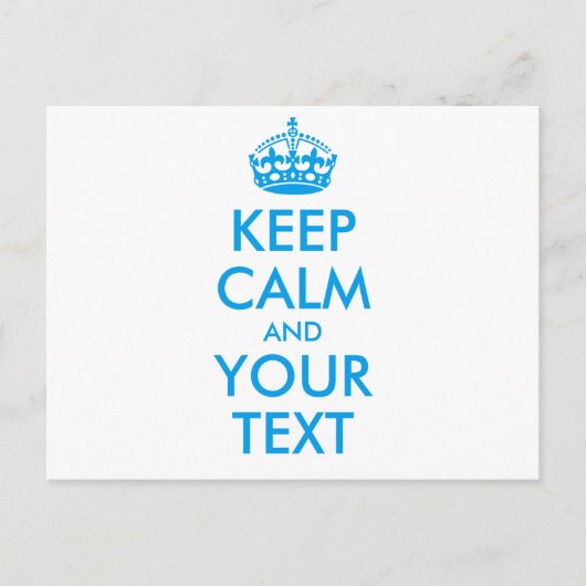保パーソナライズされたCALMとYOUR TEXT – 青い単語 ポストカード (正面)