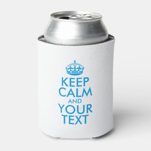 保パーソナライズされたCALMとYOUR TEXT – 青い単語 缶クーラー (缶正面)