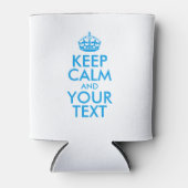 保パーソナライズされたCALMとYOUR TEXT – 青い単語 缶クーラー (正面)
