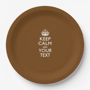 保パーソナライズされたCalmとYour Text Brown ペーパープレート