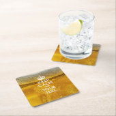 保パーソナライズされたCALMとYour Text on Beer スクエアペーパーコースター (インサイチュ)