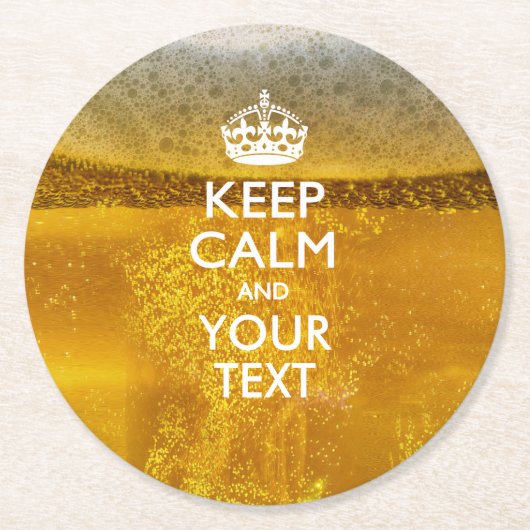 保パーソナライズされたCALMとYour Text on Beer ラウンドペーパーコースター (正面)