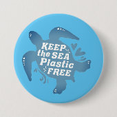 保プラスチック製のウミガメ 缶バッジ (正面)