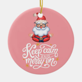 保メリーレトロおもしろいピンク セラミックオーナメント