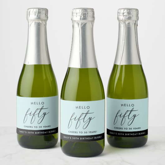 保モダン保パーソナライズされた50誕生日 スパークリングワインラベル (ボトル)