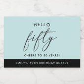 保モダン保パーソナライズされた50誕生日 スパークリングワインラベル (シングルラベル)